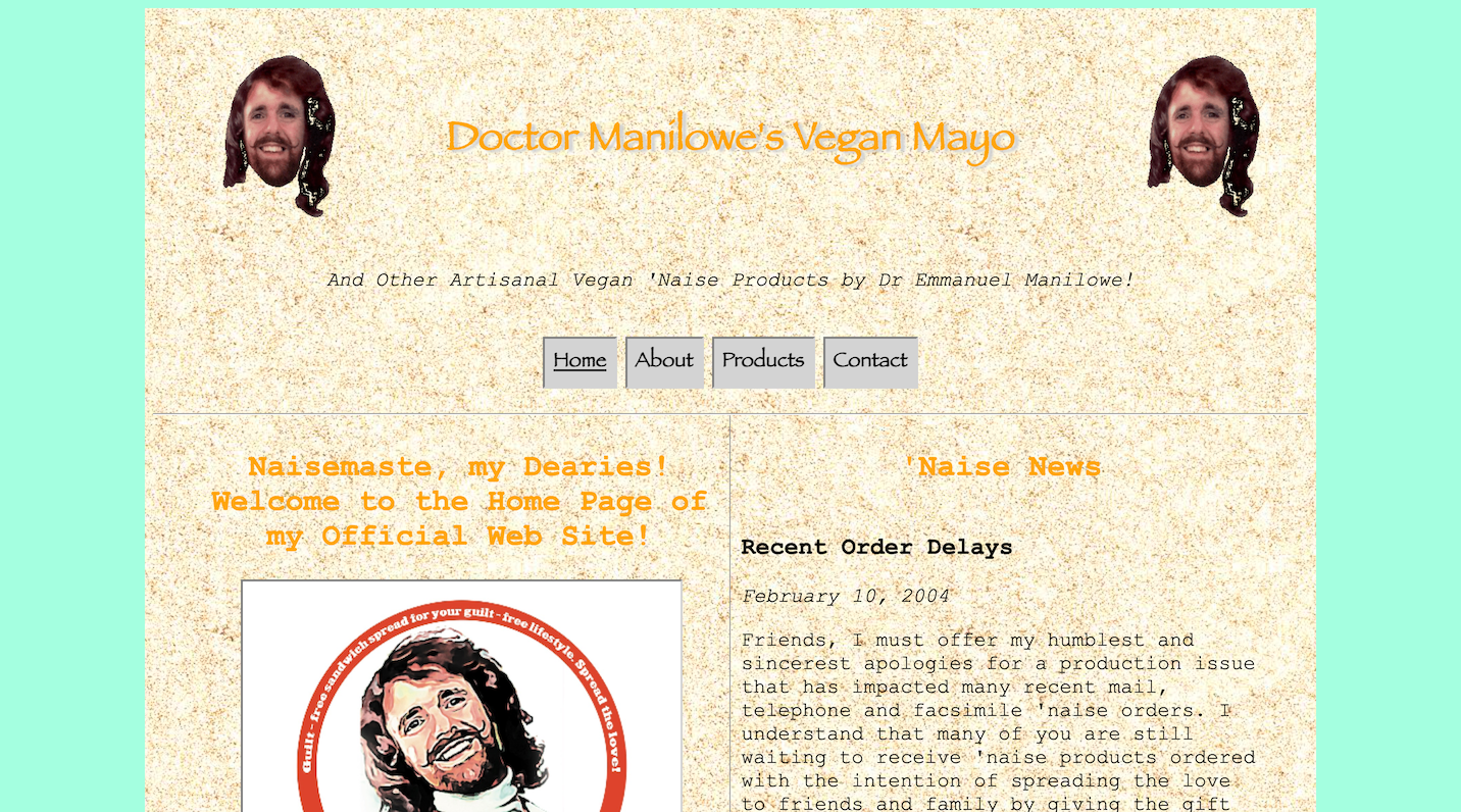 Screenshot of Doctor Manilowe home page at desktop resolution