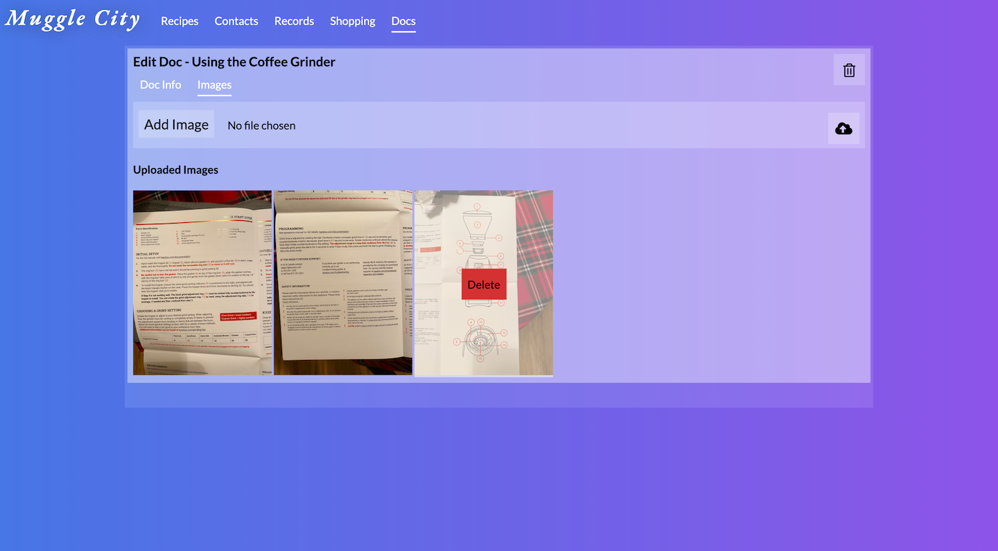 Screenshot of custom page image edit on Muggle City project