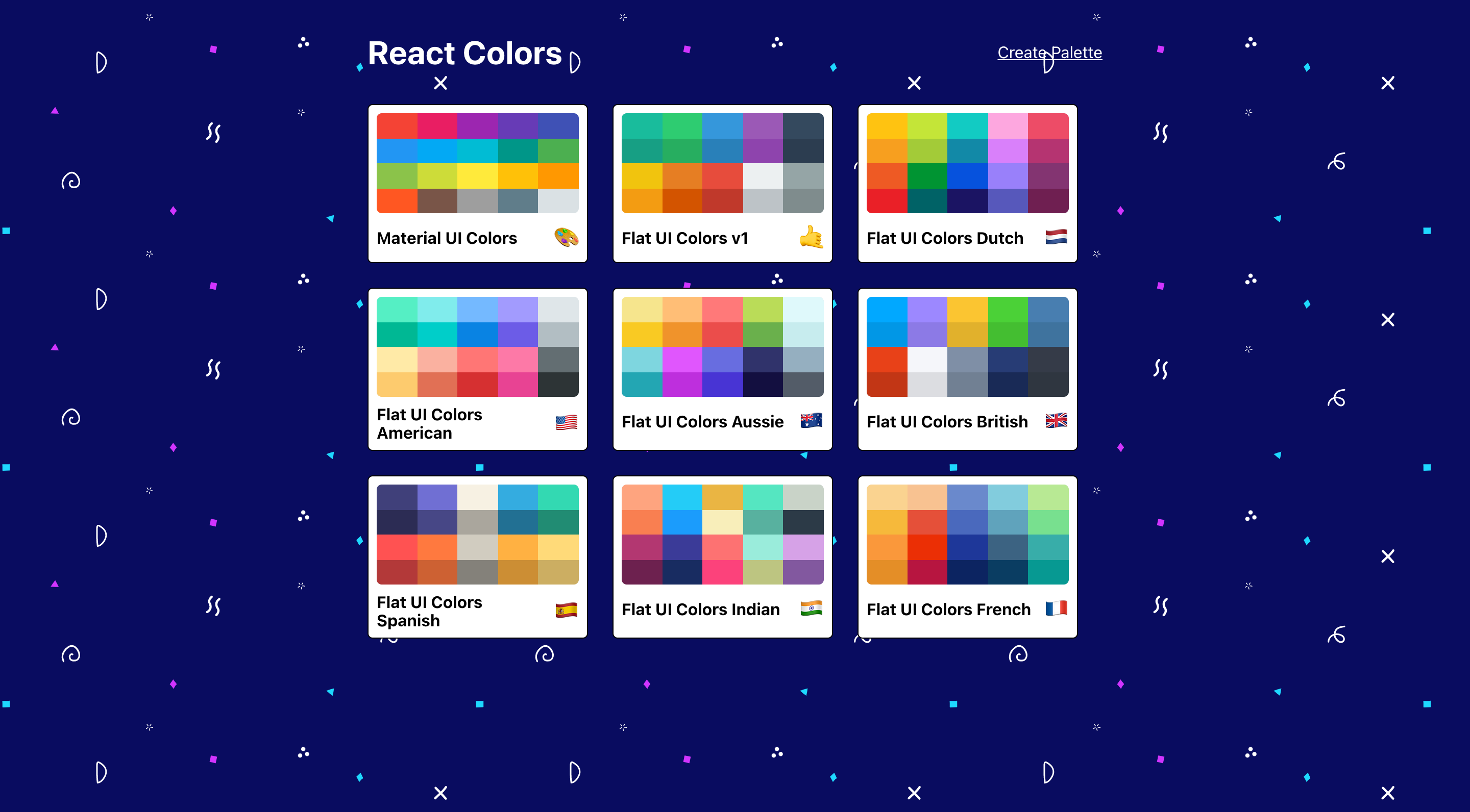 Screenshot of home page on React Color Picker project