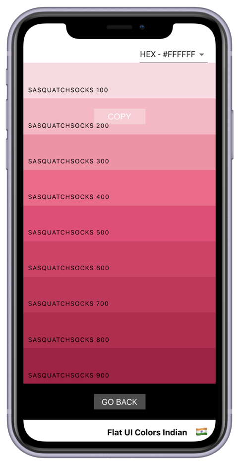 React Colors shade view on an iPhone 11